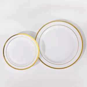 350 Pak Wegwerp Voor Bruiloftsfeest Gouden Servies Plastic Borden Set