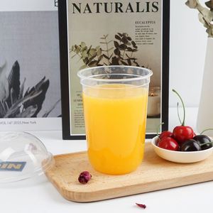 Gobelet jetable en plastique PP moulé par injection de calibre 90, en forme de U, personnalisé en usine, pour thé au lait et jus, avec couvercle - Product Image 1