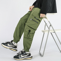 Celana Jogger Kargo Pria 2026 Custom Packaging High Waist 100% Polyester Worsted Wide Leg, Celana Olahraga Musim Gugur Berat Sedang Gaya High Street