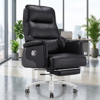 Chaise de bureau exécutive moderne haut de gamme en cuir véritable, dossier haut et confortable, réglable, ergonomique et pivotante pour bureau à domicile et chambre.