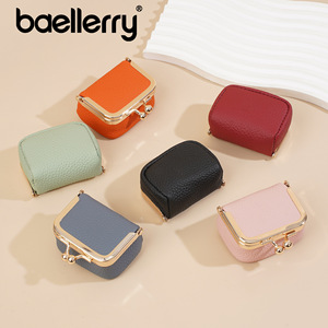 กระเป๋าใส่เหรียญผู้หญิง Baellerry หนังแท้ขนาดเล็ก ปิดด้วยตัวล็อค สีพื้น ใช้ได้ทุกวัน - Product Image 4