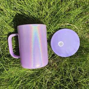 Vente en gros de tasses en verre holographiques scintillantes de 17 oz sans BPA, avec couvercle en plastique, pour impression par transfert thermique par sublimation - Product Image 5