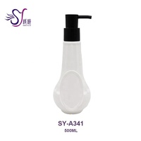 Bouteille de shampooing en plastique PE de 500 ml en forme de gourde unique avec pompe à lotion noire pour usage en salon