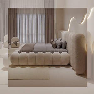 Móveis de Quarto Personalizados Camas Estofadas em Tecido Modernas Luxuosas Tamanho King Size Queen Size Estruturas de Cama de Madeira Dupla - Product Image 6