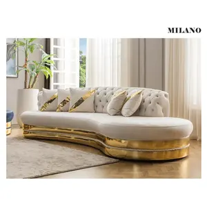 Turkish Style Sofa Set Tufted Upholstered Curve Sofa Curved Coach Living Room Furniture Quality Velvet Fabric Turkey Furniture