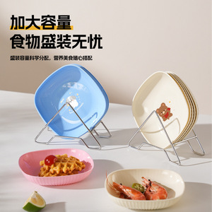 Cartoon Design Serving Tray Set With Stand Food Safe Material For Snacks And Fruits - Product Image 2