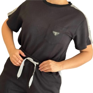 Conjunto de Verano de Dos Piezas para Mujer, Marca de Lujo, Shorts por Encima de la Rodilla, Estampado en Relieve, Manga Corta, 100% Algodón - Product Image 5