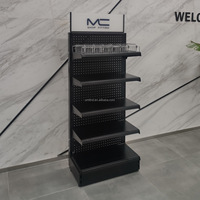 Étagère de présentation pliable en métal à 5 niveaux MC avec panneau publicitaire moderne et étagères adaptées aux magasins