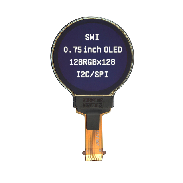 0.75" 128x128 Round OLED Display for Smart Watch Screen I2C SPI SSD1327 Display