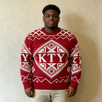 Pull en maille jacquard vintage à col rond pour homme, coupe ample, motif lettres, idéal pour Noël, vente en gros, personnalisable ODM