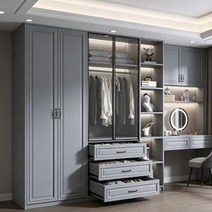 Elegante Armario de Almacenamiento para Dormitorio de Madera Maciza Gris, Armario Integrado Personalizado con Vestidor y Iluminación Integrados - Product Image 5