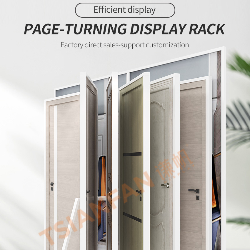 Tsianfan High Quality Customized Page-Turn Wooden Door Frame Wood Door Displays Book Wing Turning Type Doors Display Stand Rack