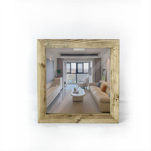 Bán sỉ Superior tường gương tùy chỉnh XZ-250062 đối xứng hình dạng gương <span class=keywords><strong>retro</strong></span> phong cách trang trí gỗ khung gương - Product Image 1