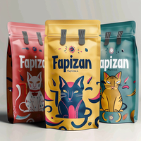 Personnalisation en petite série, nourriture pour chats et chiens, sachets d'emballage pour friandises pour animaux de compagnie avec pochettes verticales, sachets à fermeture éclair scellés sur huit côtés.