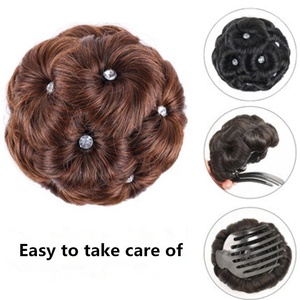 Großhandel Diamond Synthetic Hair <span class=keywords><strong>Bun</strong></span> Dick Schwarz Curly Chignons <span class=keywords><strong>Messy</strong></span> Fake Haar verlängerungen Straight Style Hair Scrunch ies - Product Image 2