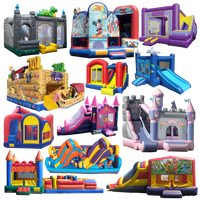 Commercial PVC extérieur enfants rebond maison cavalier sauter Combo toboggan grand château gonflable videur plein d'entrain château sautant