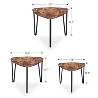 Table de café en acier inoxydable, Vintage, avec bout triangulaire, de couleur marron, avec cadre en métal