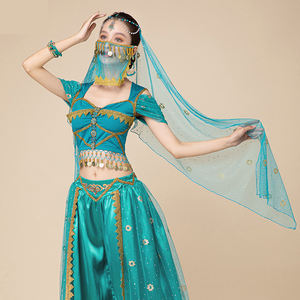 Traje <span class=keywords><strong>de</strong></span> danza del vientre PROFESIONAL <span class=keywords><strong>DE</strong></span> LA India para mujer <span class=keywords><strong>Sexy</strong></span> Bollywood princesa Jasmine Look velo bufanda para ropa <span class=keywords><strong>de</strong></span> actuación árabe - Product Image 2