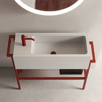 Lavabo de salle de bain mural moderne en pierre artificielle, taille personnalisable, avec drain, pour usage en villa