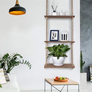 ¡Exclusivo de <span class=keywords><strong>Amazon</strong></span>! Estante de pared de madera flotante de tres capas transfronterizo para exhibición de almacenamiento Diseño de columpio colgante de estilo rural - Product Image 4