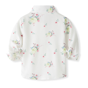 Catpapa Vente en gros Ensemble <span class=keywords><strong>3</strong></span> pièces pour garçons : Chemise à imprimé floral, <span class=keywords><strong>pantalon</strong></span> à bretelles rose et nœud papillon – Tenue de cérémonie pour garçon d'honneur - Product Image 4