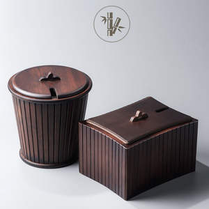 Cestas de té al por mayor con tapas, accesorios para el té, cestas de té de bambú natural, recipientes para residuos de té, con drenaje y para uso en seco/húmedo - Product Image 1