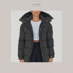 Veste matelassée noire en duvet pour homme, hiver, fermeture éclair, capuche, logo personnalisé, vêtements d'extérieur - Product Image 3