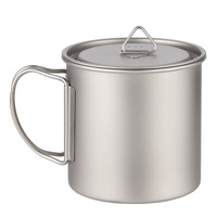 Tasse de voyage pliable extérieure en titane de 650ml facile à transporter verres en métal pur pour pique-niques thé et café