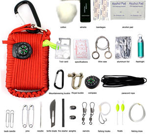Kit de Herramientas de Supervivencia Multifuncional Portátil para Exteriores, con Cuerda de Paracord Trenzada, Bolsa de Primeros Auxilios con Mosquetón y Pedernal - Product Image 4