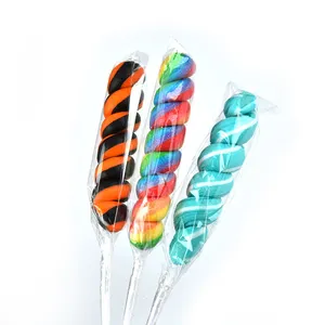 2024 Hot sale New Product Fruit Flavor Handmade Solid Swirl Stick Lollipop Candy