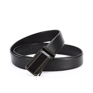 <span class=keywords><strong>Ceinture</strong></span> en cuir de vachette véritable pour homme avec boucle automatique en alliage, durable, rayée, longueur personnalisable, polyvalente, pour costume d'affaires et pantalon jeune - Product Image 4