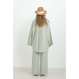 ชุดเสื้อโอเวอร์ไซส์ติดกระดุมสำหรับผู้หญิง-20694TKS - สีมิ้นท์ - Product Image 3