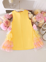 Nouvelle Robe Décontractée ODM Tendance pour Filles, Jaune, Mignonne, Unie, à Volants, Été 2026