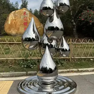 물 현대 미술 야외 정원 장식 추상 동상 거울 광택 스테인레스 스틸 물방울 조각