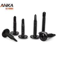 Vente chaude Vis autoperceuses à tête plate large plaquées noir sur mesure, Fixations à tête trapézoïdale modifiée en acier au carbone et acier inoxydable