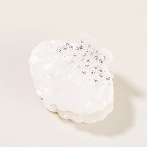 CSFZ0590 OEM ODM थोक मूल्य ओशन फैशन क्रिएटिव व्हाइट शैल जिरकोन एसीटेट क्लॉ हेयर क्लिप्स लड़कियों के सहायक उपकरण - Product Image 4