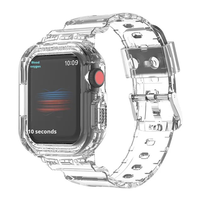 New Transparent Design Glacier Color Wholesale Integrated TPU Silicone Strap with Stainless Steel Buckle Watch Band