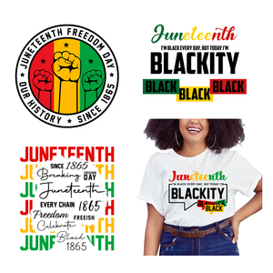 Nuovo arrivo Juneteenth Freedom Custom Plastisol Heat Transfer Sticker Black History Ready To Press trasferimenti DTF per t-shirt - Product Image 2