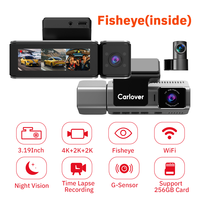 Caméra embarquée GPS Fisheye Mirror Dashcam 4k Caméra avant et arrière Caméra embarquée 4k 3 canaux Caméra embarquée Wifi DVR 4k Caméra embarquée pour voiture