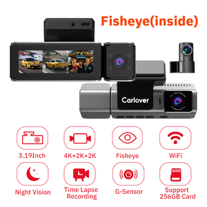 GPS 어안렌즈 미러형 블랙박스 4K 전후방 카메라 블랙박스 4K 3채널 블랙박스 와이파이 차량용 DVR 4K 블랙박스 - Product Image 2