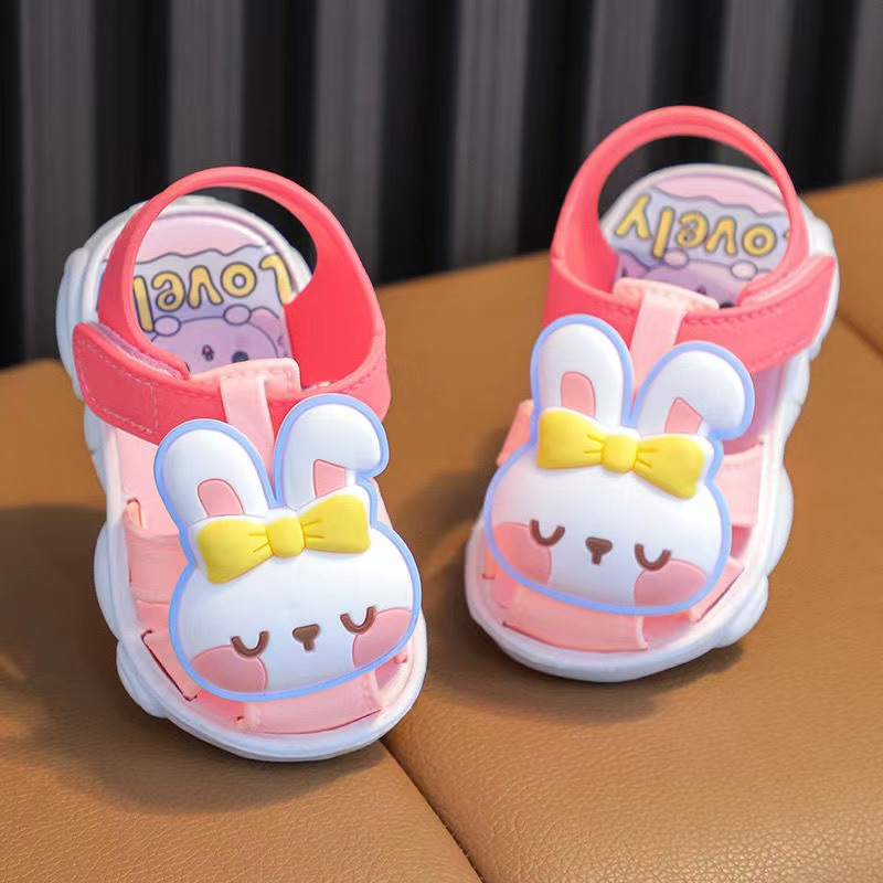 New Summer Solid Color Baby Bear Children Shoes Sandals for Middle and Large Children Soft Bottom Non-slip Shoes