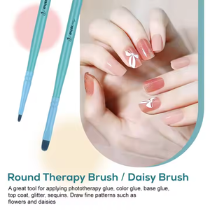 Juego de 6 Pinceles Profesionales para Uñas al por Mayor, con Mango de Madera de Abedul Azul y Pelo de Nylon, para Salón de Manicura - Product Image 4