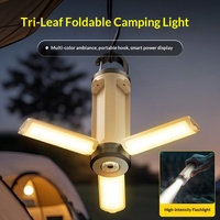 Nouvelle lampe de camping LED d'extérieur transfrontalière rechargeable USB-C, design à trois feuilles, crochet portable, multifonctionnelle pour tentes LY23 IP