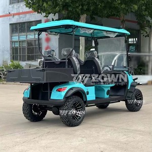 Cyan 4 Seater Electric Golf Cart With Rear Cargo <b>Box</b> Off-Road Mud Tires Farm Park Utility Transport Vehicle - Product Image 3