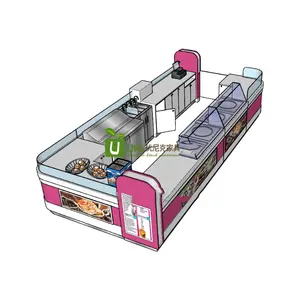 Изысканная розовая прямоугольная станция для мороженого, смузи-бар, киоск, дизайн, молочный коктейль, киоск, торговый центр