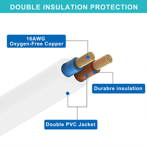 NEMA <span class=keywords><strong>1</strong></span>-15P إلى NEMA <span class=keywords><strong>1</strong></span>-15r سلك طاقة تيار متردد 18AWG 16AWG <span class=keywords><strong>NISPT</strong></span> كابل تمديد 2 Prong للأجهزة الإلكترونية إمدادات الطاقة - Product Image 4