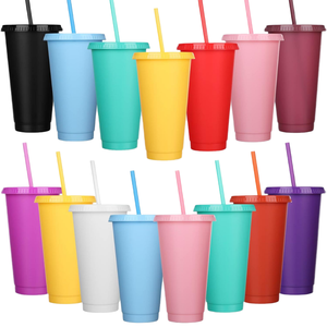 Vaso Mágico de Café Esmerilado de Plástico PP de 24oz, Libre de BPA, Ecológico, con Tapas y Pajitas Reutilizables de Colores Personalizados, Ideal para Festivales y Regalos - Product Image 4