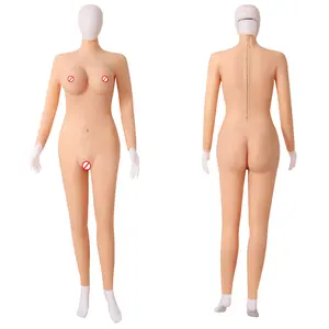 Bodysuit silikon realistis, pembentuk payudara, Vagina palsu, setelan payudara buatan pria ke wanita untuk Cosplay Crossdresser