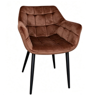 Chaise de salle à manger en velours rembourrée avec coutures quadrillées pour salle à manger, café, hôtel (vente en gros)