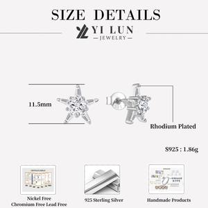 Pendientes de Plata de Ley 925 al por Mayor, con Forma de Estrella, con Circonita Cúbica Brillante, Joyería Minimalista de Moda <span class=keywords><strong>para</strong></span> <span class=keywords><strong>Mujer</strong></span>, Regalo - Product Image 5